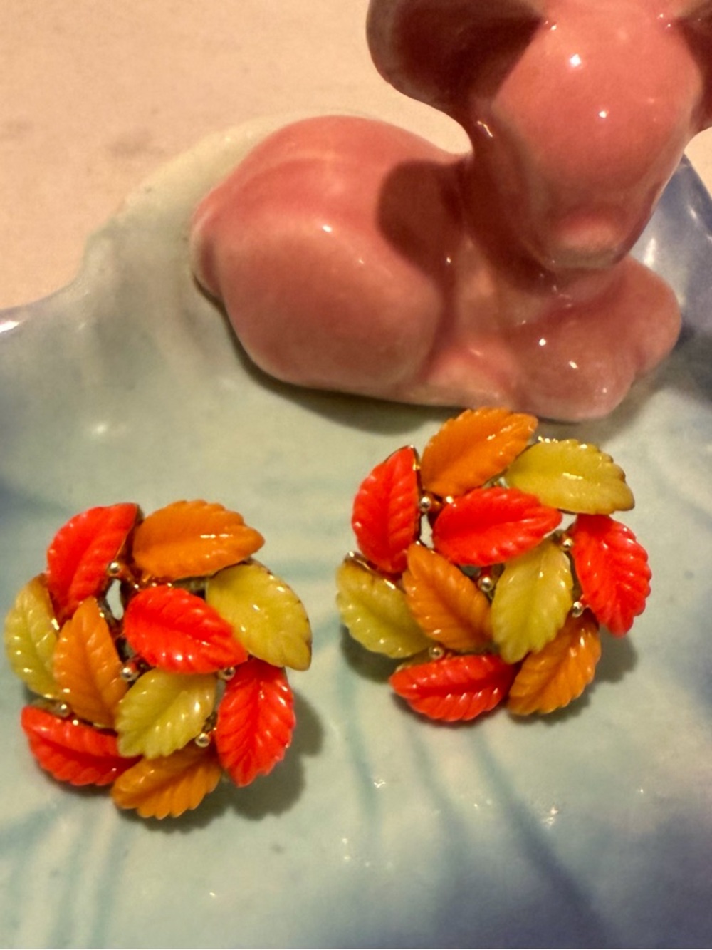 Vintage Lisner Neon Thermoset Earrings